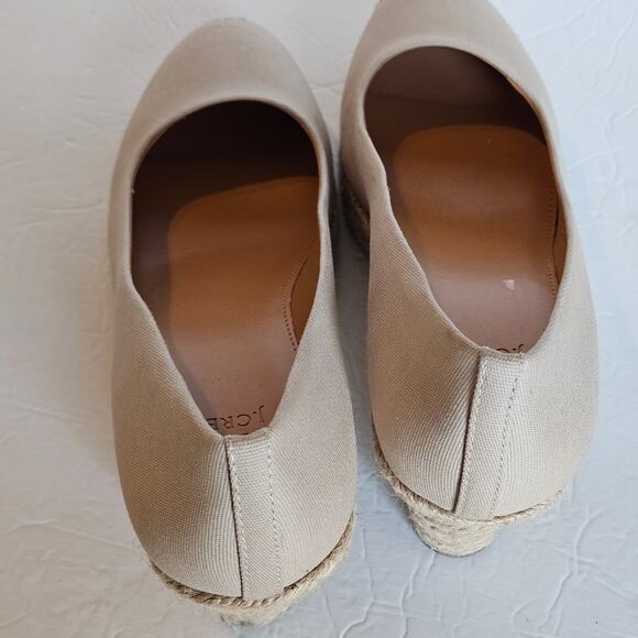 J Crew Factory Canvas Espadrille Wedge Heels Women's 9.5 Neutral Casual Summer - Picture 5 of 11
